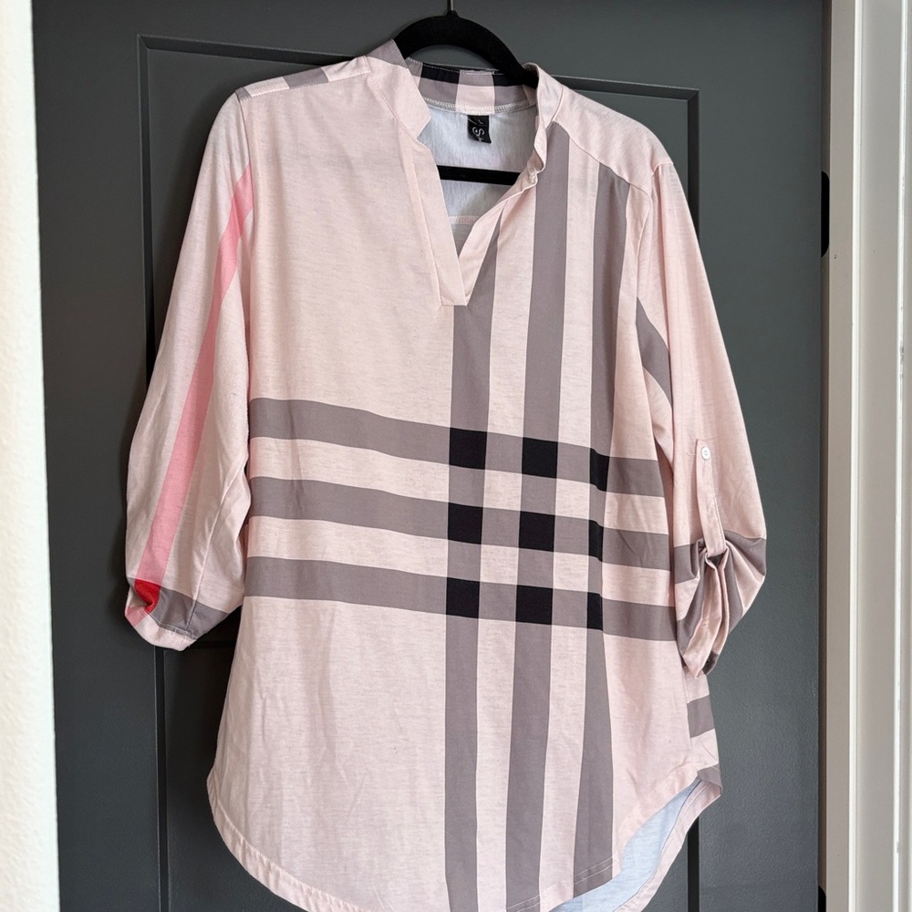 Chic Pink Striped Blouse
